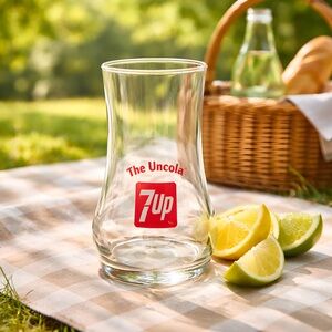 Vintage 7 Up "The Uncola" upside-down glass tumble